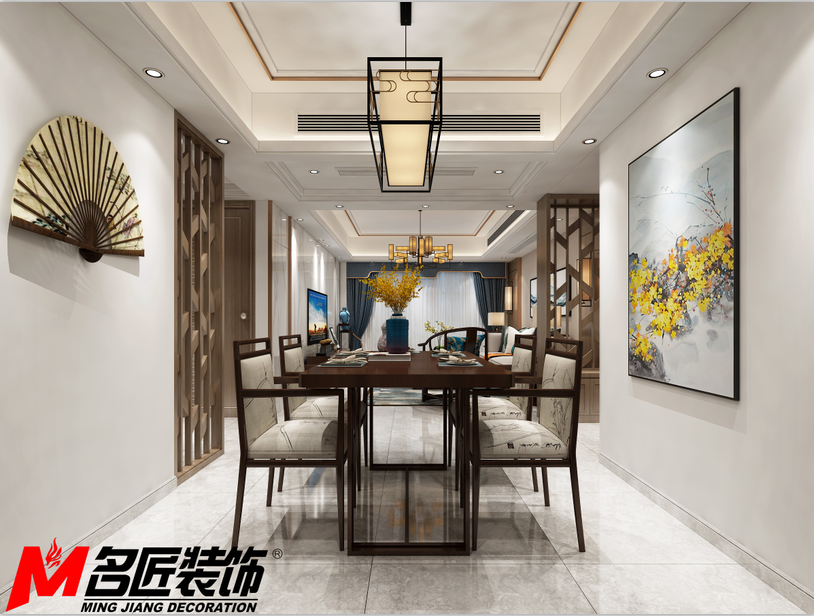 德陽市什邡卷煙廠住宅小區(qū)新中式風(fēng)格三居室裝修案例